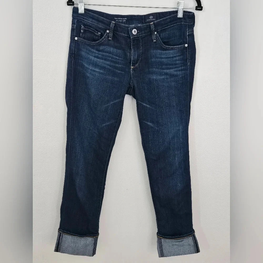 AG Adriano Goldschmied The Stevie Cuff Slim Straight Jeans Dark Wash Size 27
